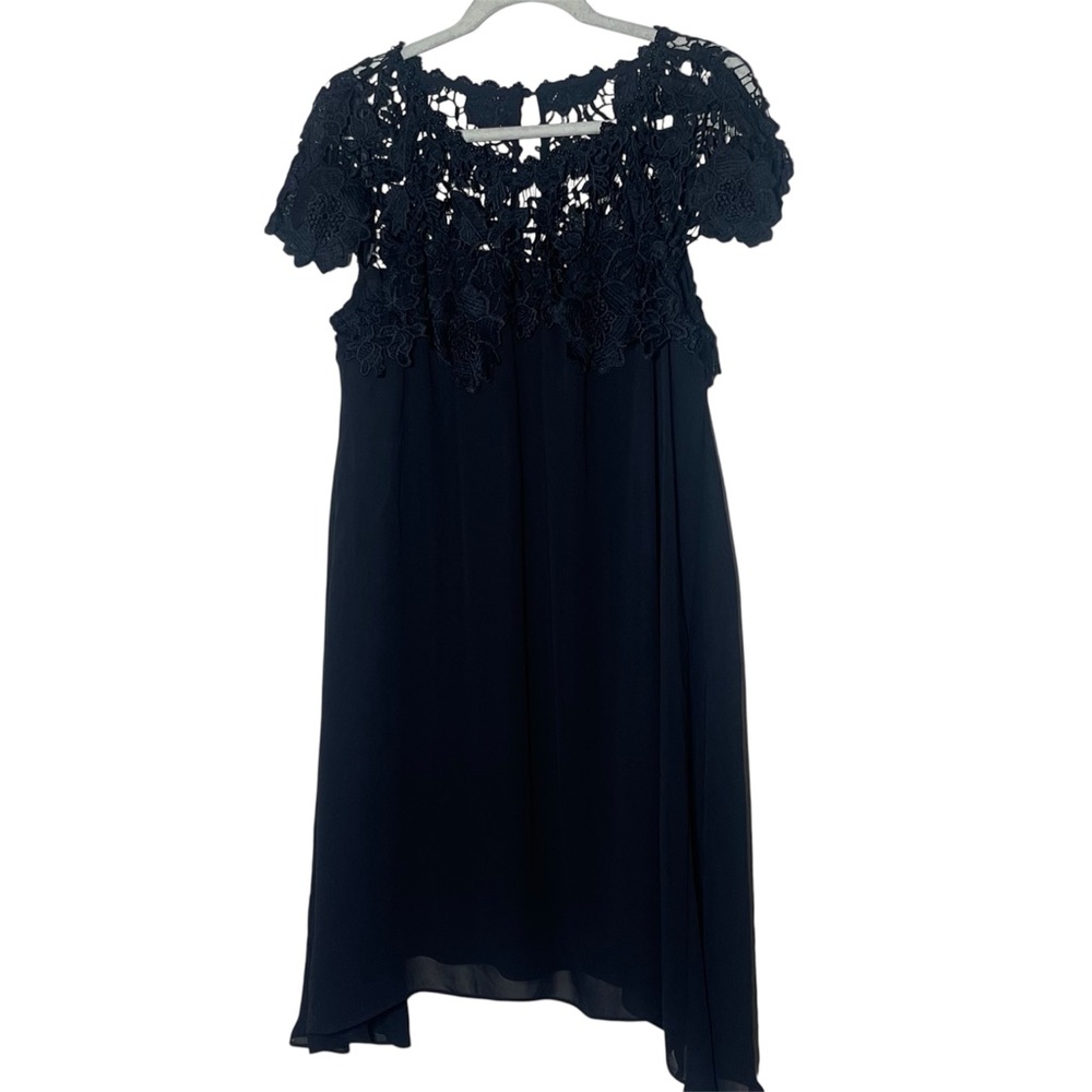 SLNY Asymmetrical Lace Dress